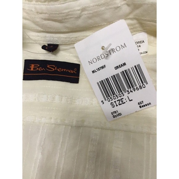 Ben Sherman Men's Shirt Cream Color Dress Casual Button Up Size Large New! - Picture 9 of 11